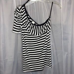i candie striped one shoulder shirt